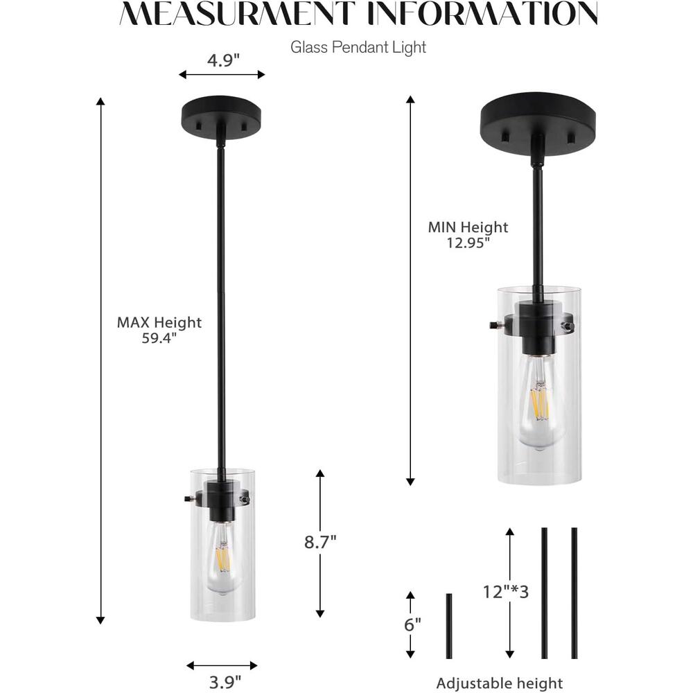 Clear Glass Shade Pendant Lighting-PDA1353-MBK